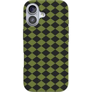 Casely iPhone 17 Case | Moody Monochrome | Bordeaux Rose | Compatible with MagSafe | Classic Ultra Thin Design(Harlequin Wicked Diamond | Black and Green)