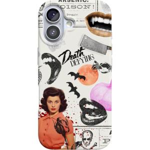 Casely iPhone 17 Case | Moody Monochrome | Bordeaux Rose | Compatible with MagSafe | Classic Ultra Thin Design(If You Dare | Horror Collage)