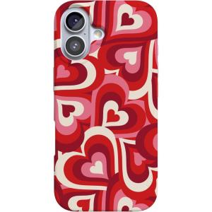 Casely iPhone 17 Case | Moody Monochrome | Bordeaux Rose | Compatible with MagSafe | Classic Ultra Thin Design(Love Song Remix | Ombre Hearts)