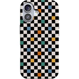 Casely iPhone 17 Case | Moody Monochrome | Bordeaux Rose | Compatible with MagSafe | Classic Ultra Thin Design(Old Skool | Retro Checkerboard)