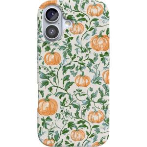 Casely iPhone 17 Case | Moody Monochrome | Bordeaux Rose | Compatible with MagSafe | Classic Ultra Thin Design(Pumpkin Patch | Green Vines)