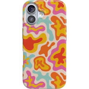 Casely iPhone 17 Case | Moody Monochrome | Bordeaux Rose | Compatible with MagSafe | Classic Ultra Thin Design(Tropical Color Splash | Abstract Retro)