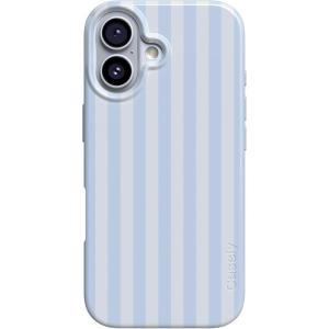 Casely iPhone 17 Case | Powder Pups | Dog Sled | Compatible with MagSafe | Classic Ultra Thin Design(Blue Stripes | Sunday Best)