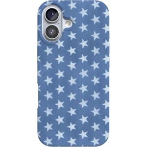 Casely iPhone 17 Case | Powder Pups | Dog Sled | Compatible with MagSafe | Classic Ultra Thin Design(Coastal Blues | Denim Stars)