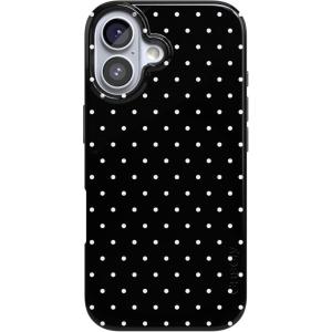 Casely iPhone 17 Case | Powder Pups | Dog Sled | Compatible with MagSafe | Classic Ultra Thin Design(On the Dot | Black Polka Dot)