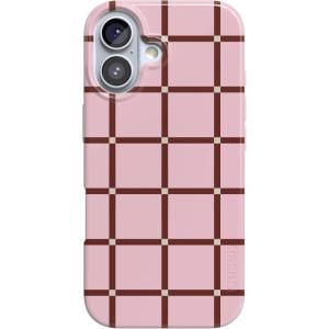 Casely iPhone 17 Case | Powder Pups | Dog Sled | Compatible with MagSafe | Classic Ultra Thin Design(Uptown Gridlock | Pink Checkerboard)