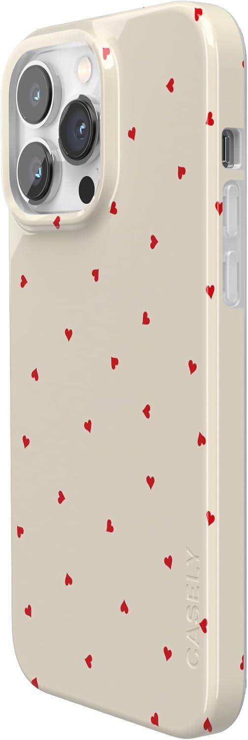 imageCasely iPhone 14 Pro Case Black Pearl Marble Compatible with MagSafe Classic Ultra Thin DesignBe Mine Tiny Hearts