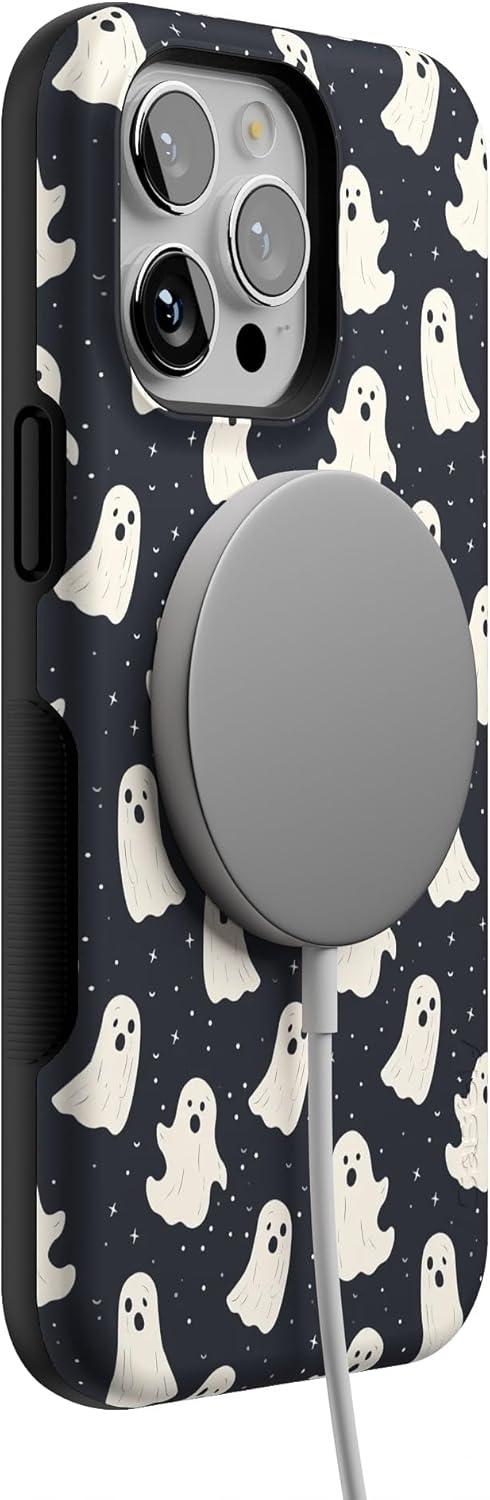 imageCasely iPhone 14 Pro Max Case Blue Stripes Sunday Best Bold Protective Design Compatible with MagSafeAll Boos No Bite Friendly Ghost