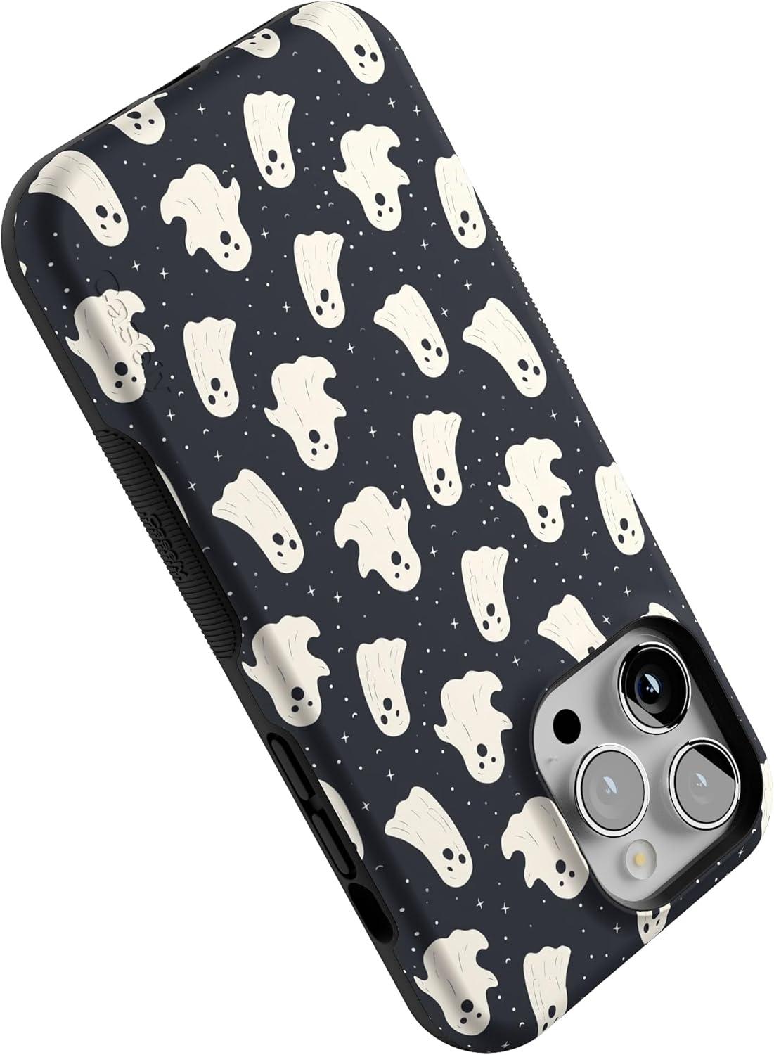 imageCasely iPhone 14 Pro Max Case Blue Stripes Sunday Best Bold Protective Design Compatible with MagSafeAll Boos No Bite Friendly Ghost