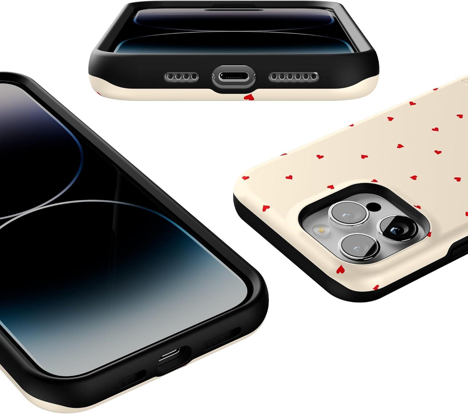 imageCasely iPhone 14 Pro Max Case Blue Stripes Sunday Best Bold Protective Design Compatible with MagSafeBe Mine Tiny Hearts