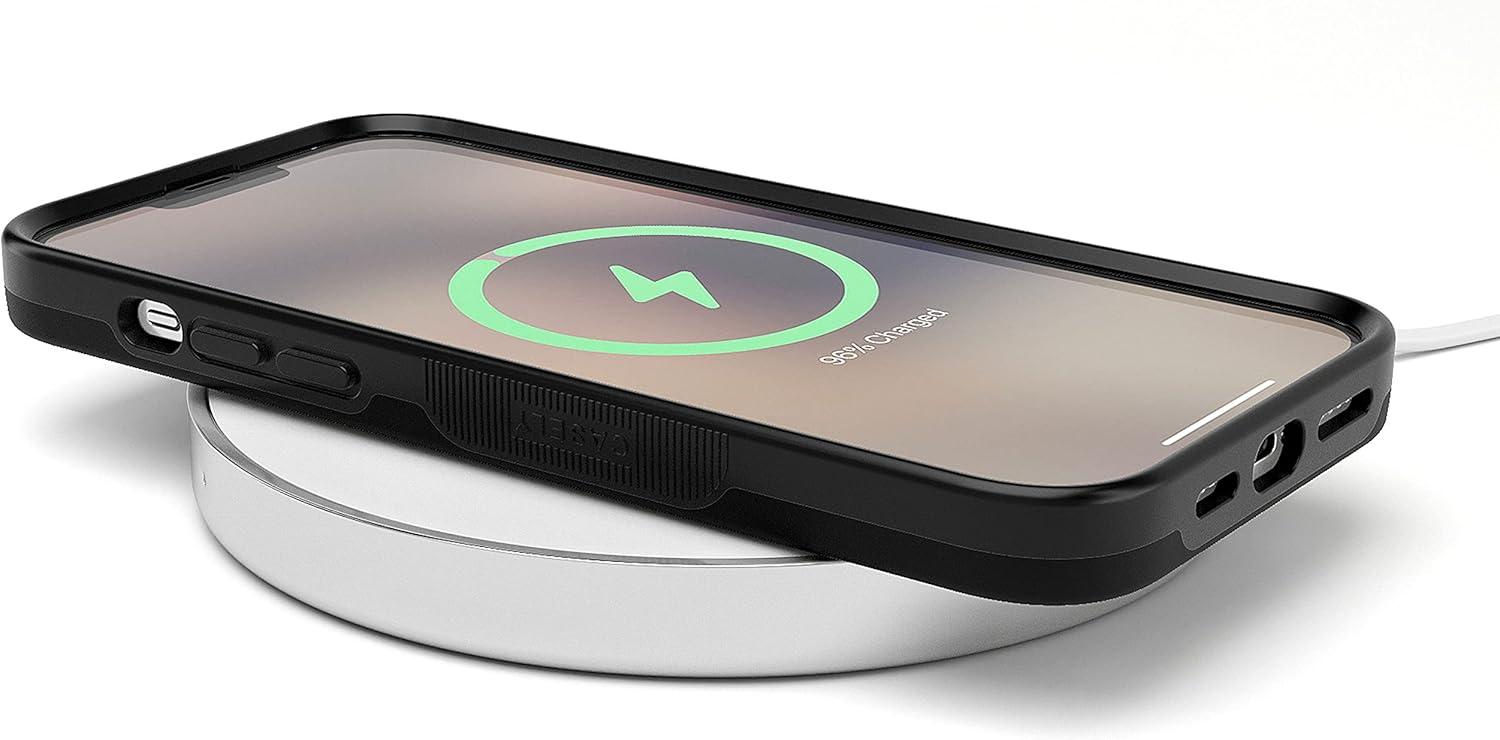 imageCasely iPhone 14 Pro Max Case Blue Stripes Sunday Best Bold Protective Design Compatible with MagSafeBlack on Black