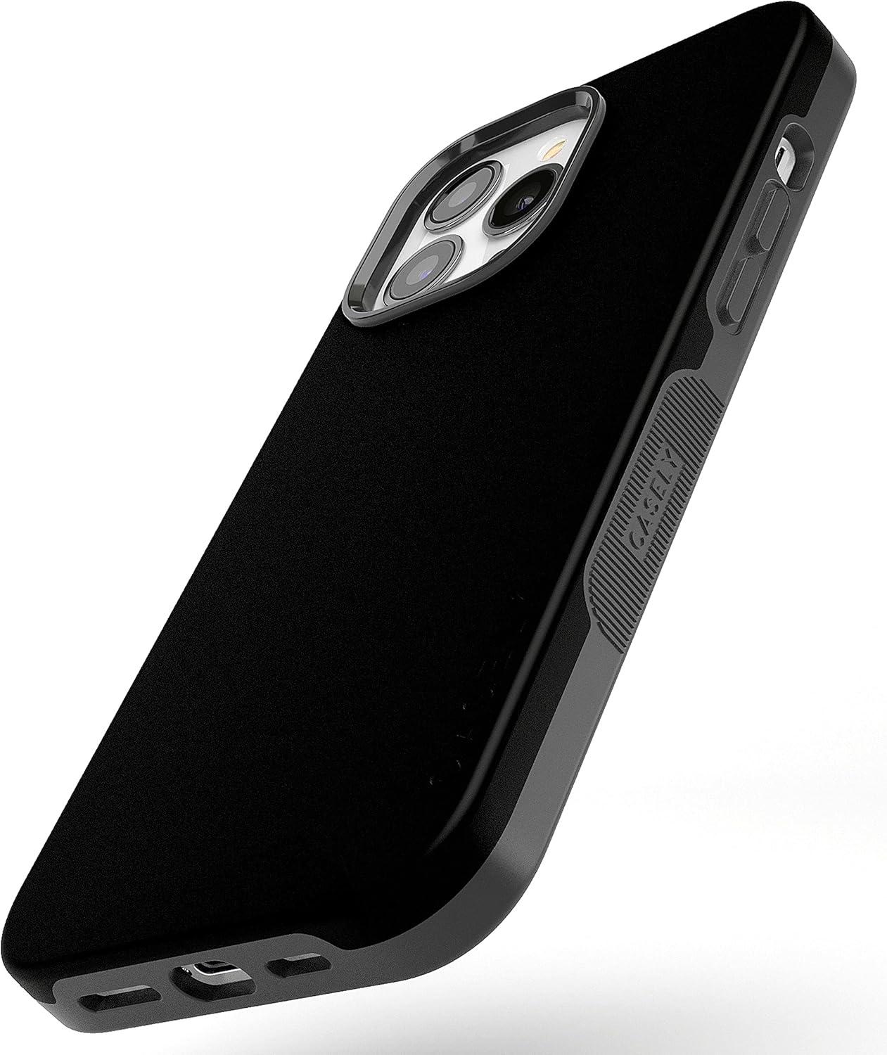 imageCasely iPhone 14 Pro Max Case Blue Stripes Sunday Best Bold Protective Design Compatible with MagSafeBlack on Black