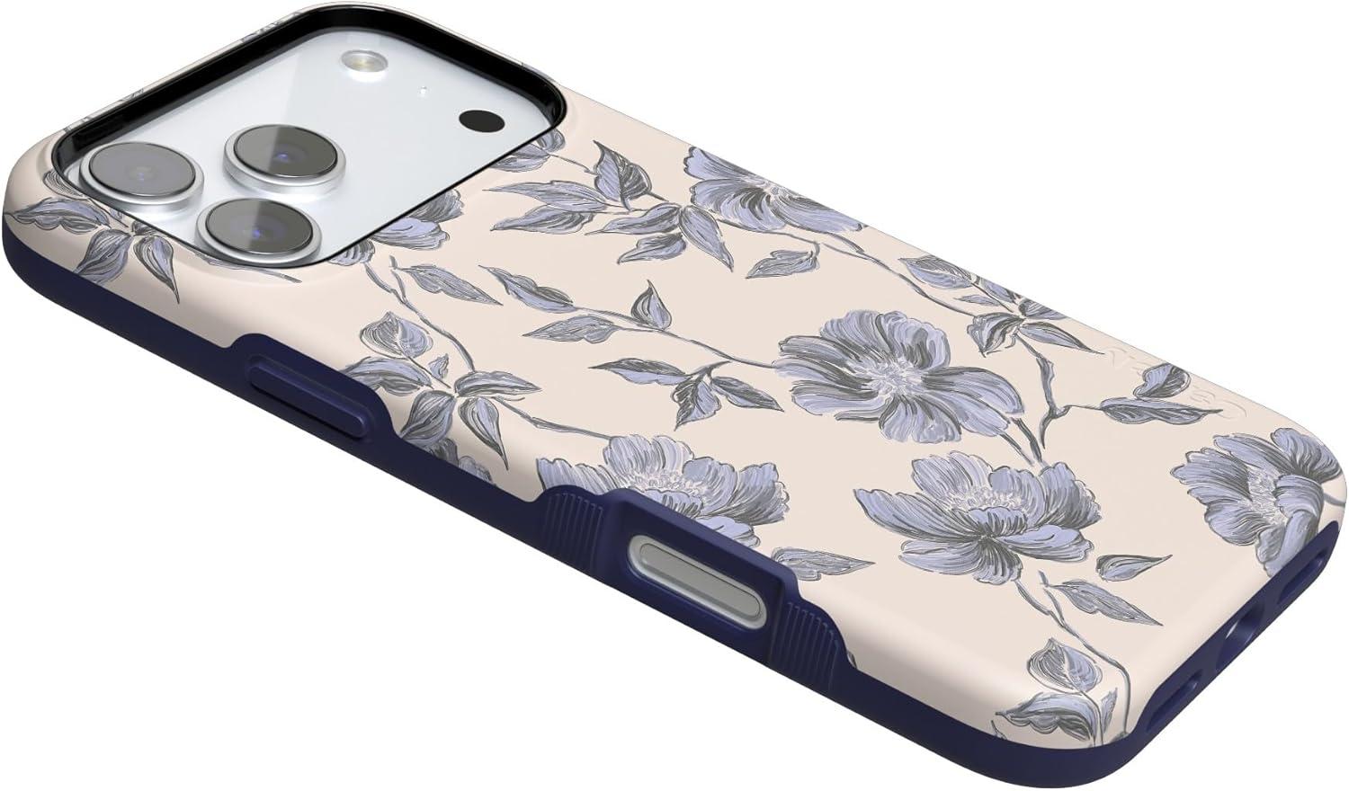 imageCasely iPhone 17 Pro Case  Navy Cherry Blossom  Floral Forest  Bold Protective Design  MagSafe Compatible DesignInk  Iris  Vintage Floral