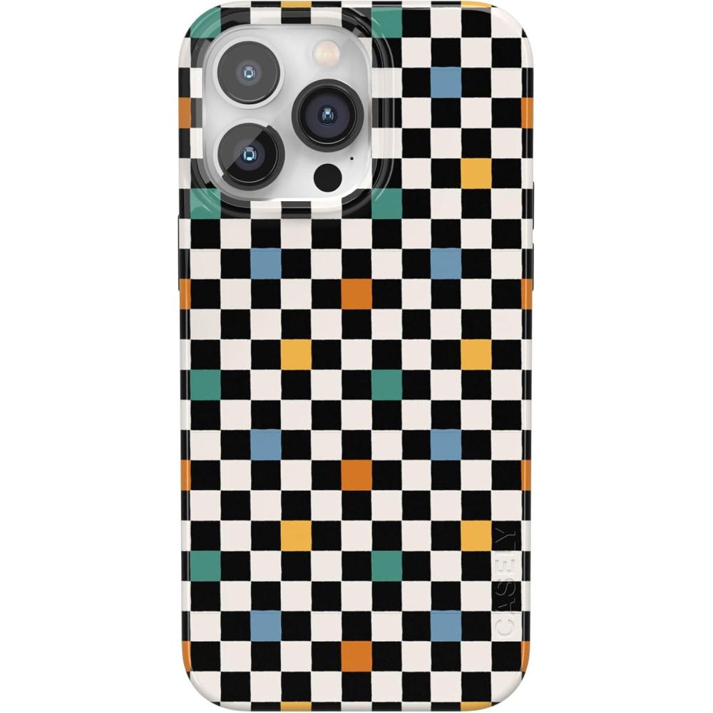 imageCasely iPhone 14 Pro Case  Black Pearl Marble  Compatible with MagSafe  Classic Ultra Thin DesignOld Skool  Retro Checkerboard