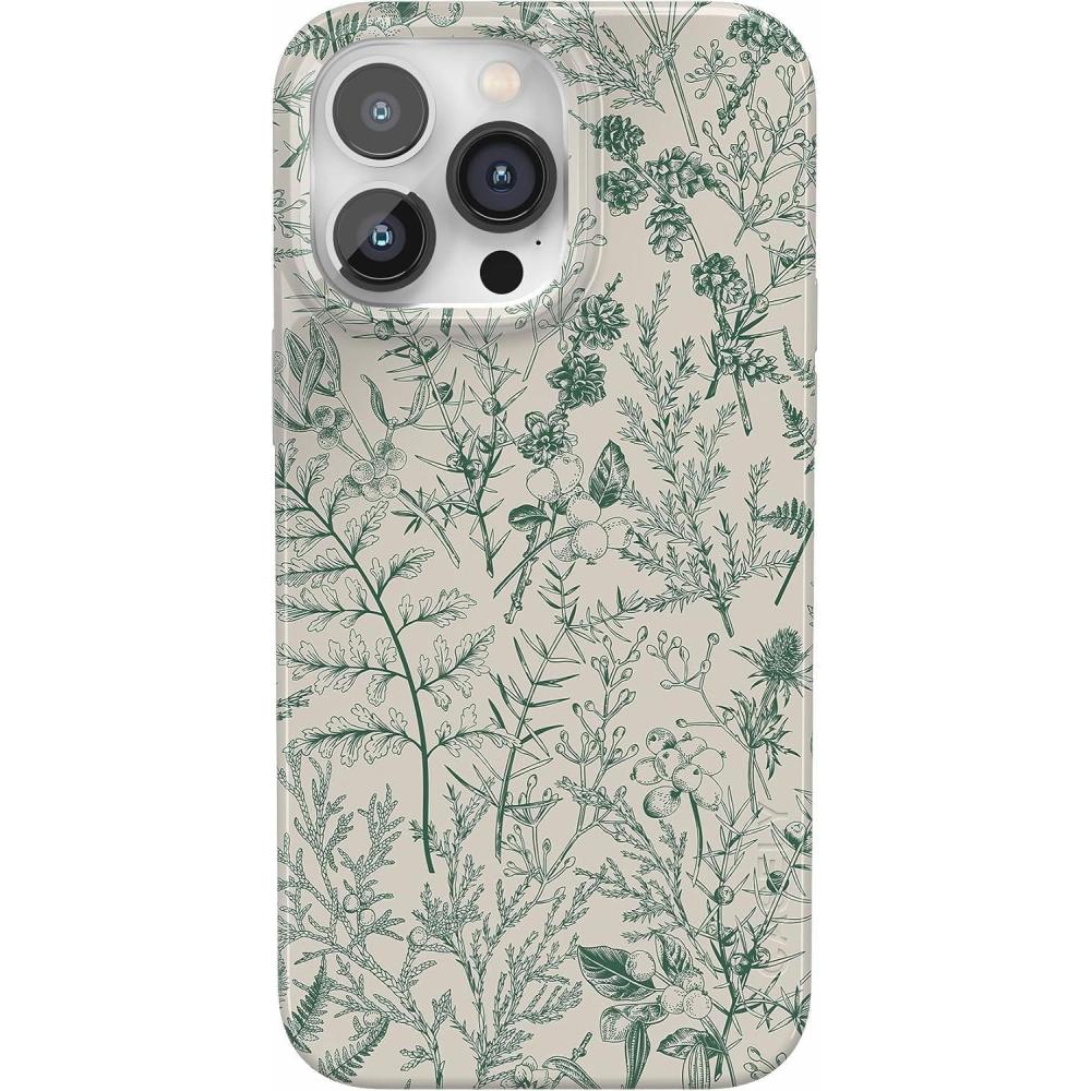 imageCasely iPhone 14 Pro Case  Black Pearl Marble  Compatible with MagSafe  Classic Ultra Thin DesignSage Garden  Green Floral Case