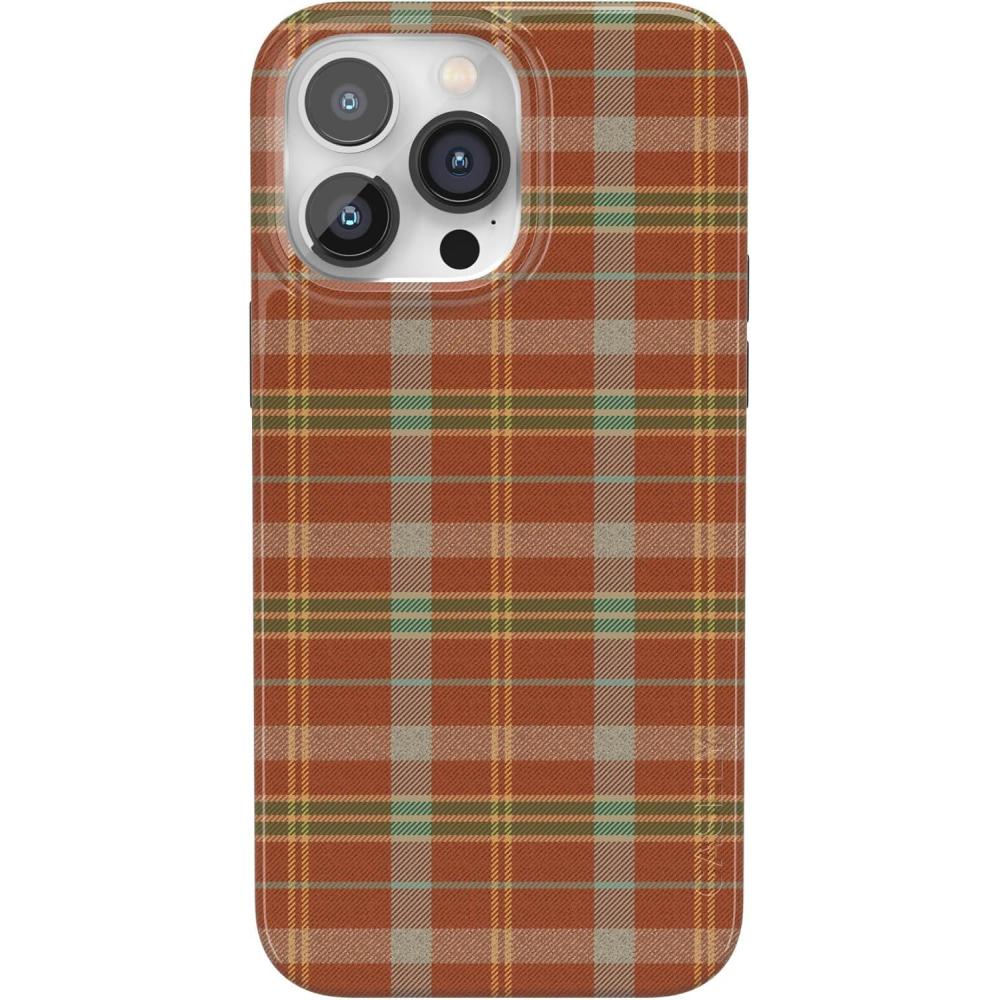 imageCasely iPhone 14 Pro Case  Black Pearl Marble  Compatible with MagSafe  Classic Ultra Thin DesignSpiced Chai  Fall Plaid