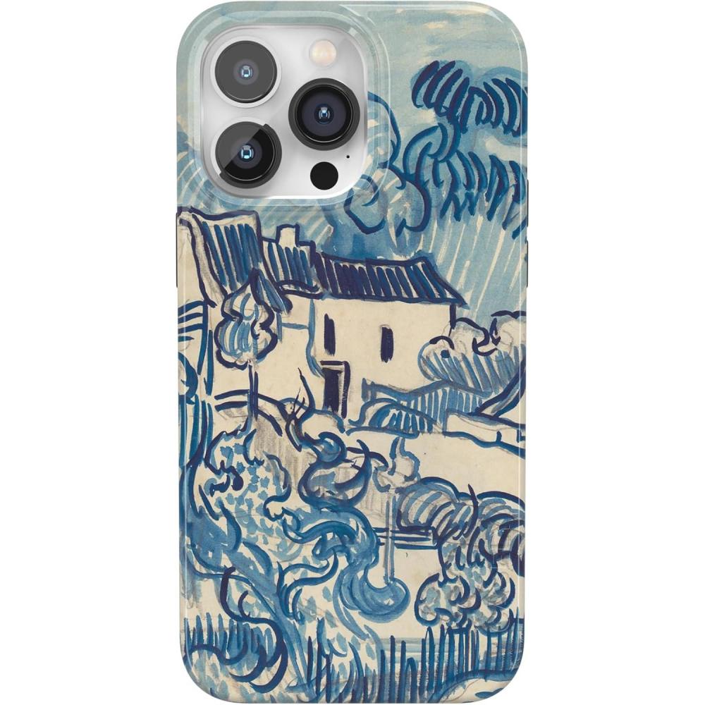 imageCasely iPhone 14 Pro Case  Black Pearl Marble  Compatible with MagSafe  Classic Ultra Thin DesignVan Gogh  Landscape With Houses