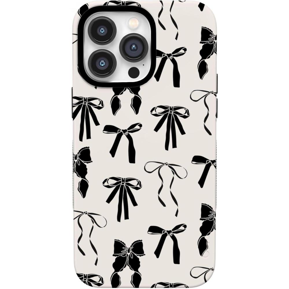 imageCasely iPhone 14 Pro Case  Goth Girlie  Black Bows  Bold Protective Design  Compatible with MagSafe