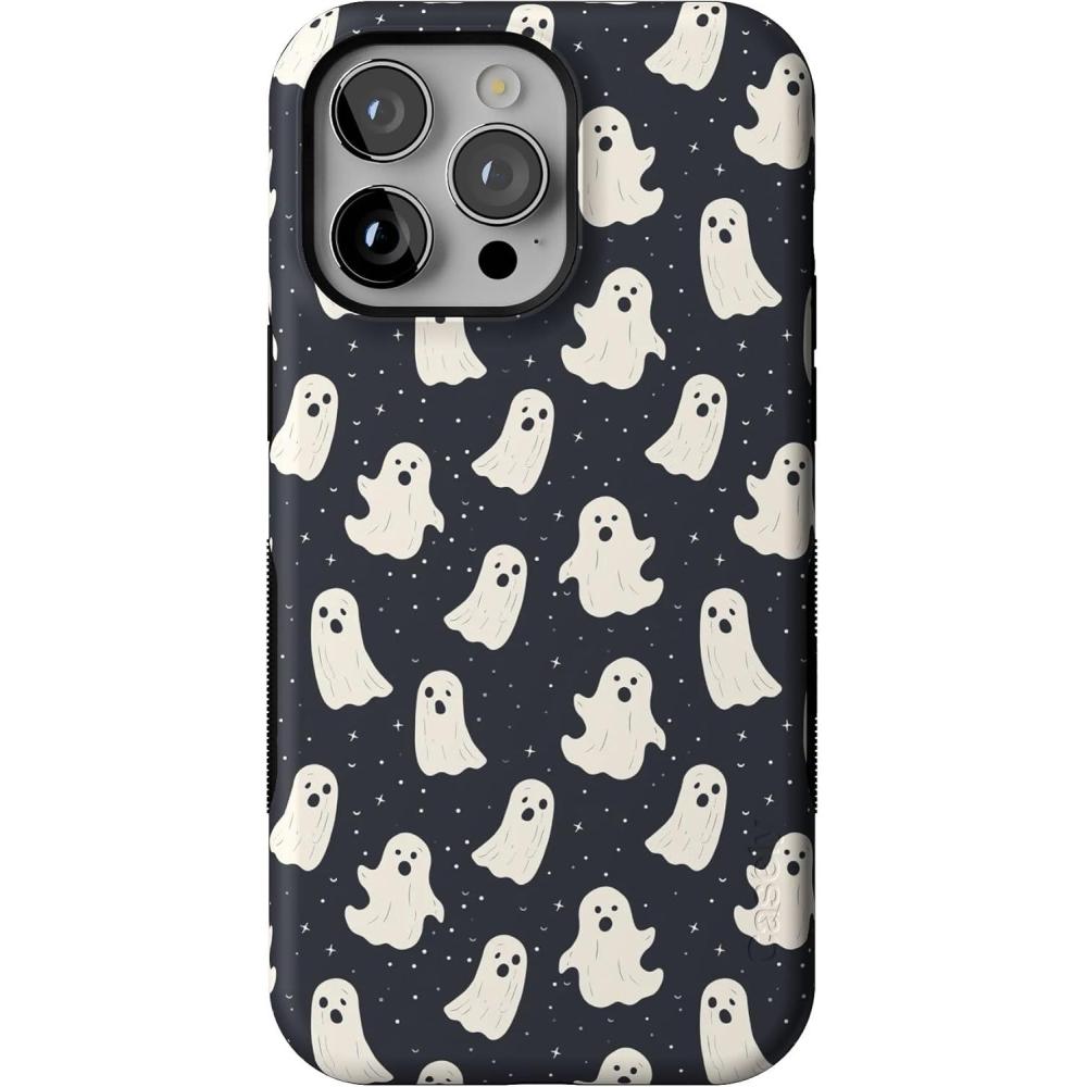 imageCasely iPhone 14 Pro Max Case Blue Stripes Sunday Best Bold Protective Design Compatible with MagSafeAll Boos No Bite Friendly Ghost