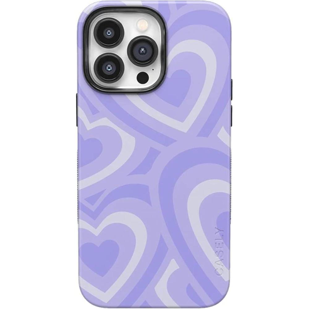 imageCasely iPhone 14 Pro Max Case  Blue Stripes  Sunday Best  Bold Protective Design  Compatible with MagSafeLove Song  Lavender Heart