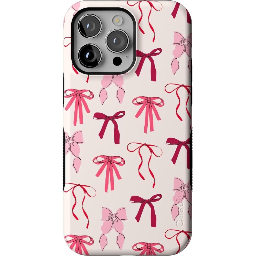 imageCasely iPhone 14 Pro Max Case  Blue Stripes  Sunday Best  Bold Protective Design  Compatible with MagSafeLover Girlie  Pink Bows