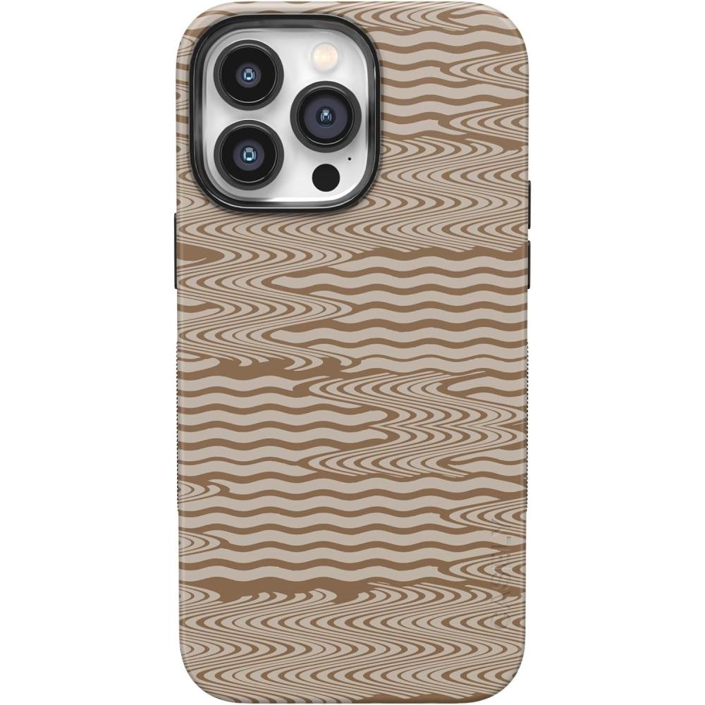 imageCasely iPhone 14 Pro Max Case  Blue Stripes  Sunday Best  Bold Protective Design  Compatible with MagSafeMocha Ripple  Brown Waves