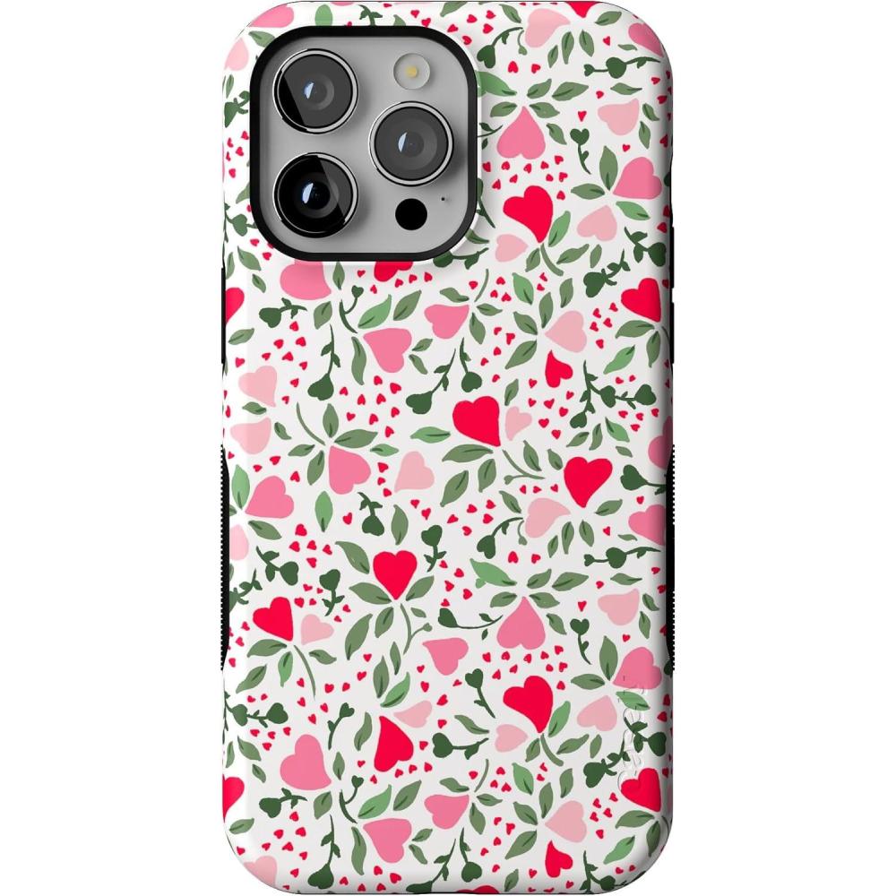 imageCasely iPhone 14 Pro Max Case  Blue Stripes  Sunday Best  Bold Protective Design  Compatible with MagSafeVines of Love  Floral Heart