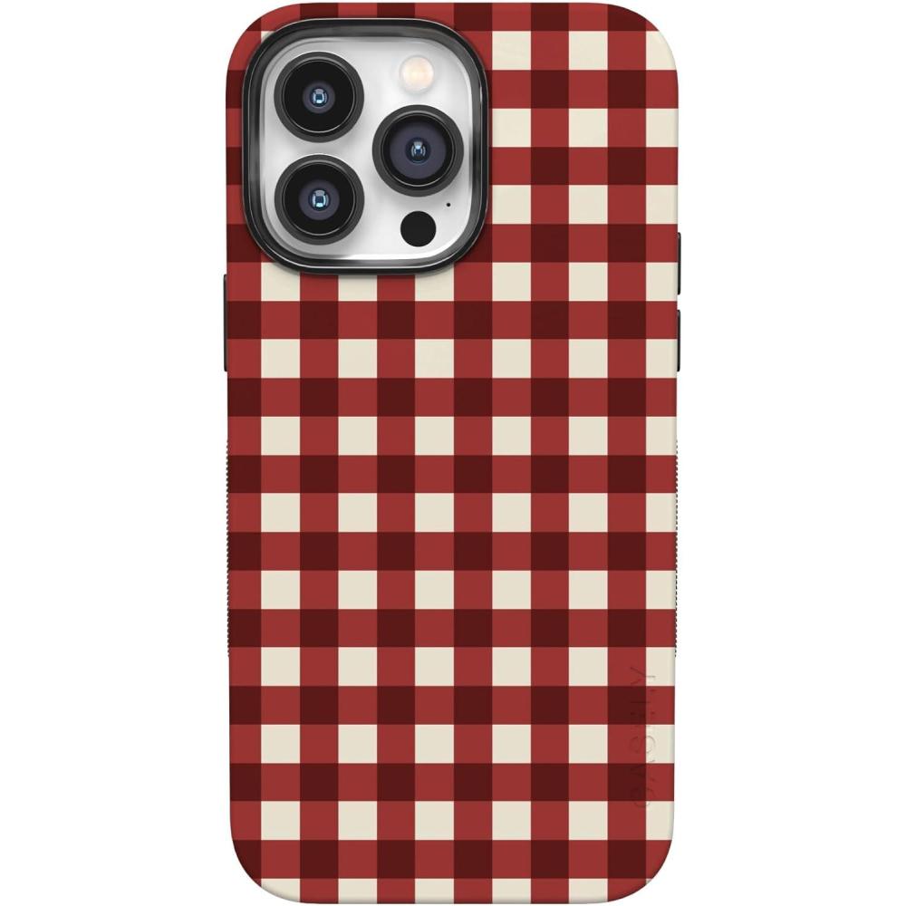 imageCasely iPhone 14 Pro Max Case  Checked Twice  Red Plaid  Bold Protective Design  MagSafe Compatible Design