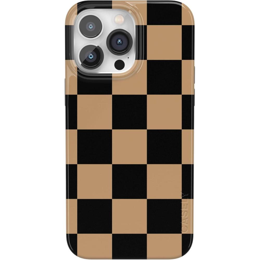 imageCasely iPhone 14 Pro Max Case  Lost in Spots  Cheetah Print  Compatible with MagSafe  Classic Ultra Thin DesignFit Check  Black  Brown Checkerboard