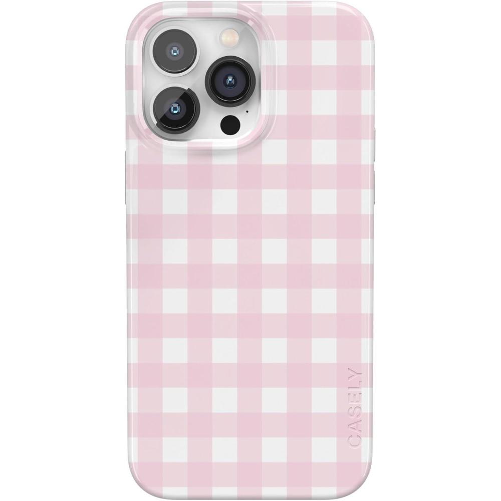imageCasely iPhone 14 Pro Max Case  Lost in Spots  Cheetah Print  Compatible with MagSafe  Classic Ultra Thin DesignPink Plaid  Sunday Best