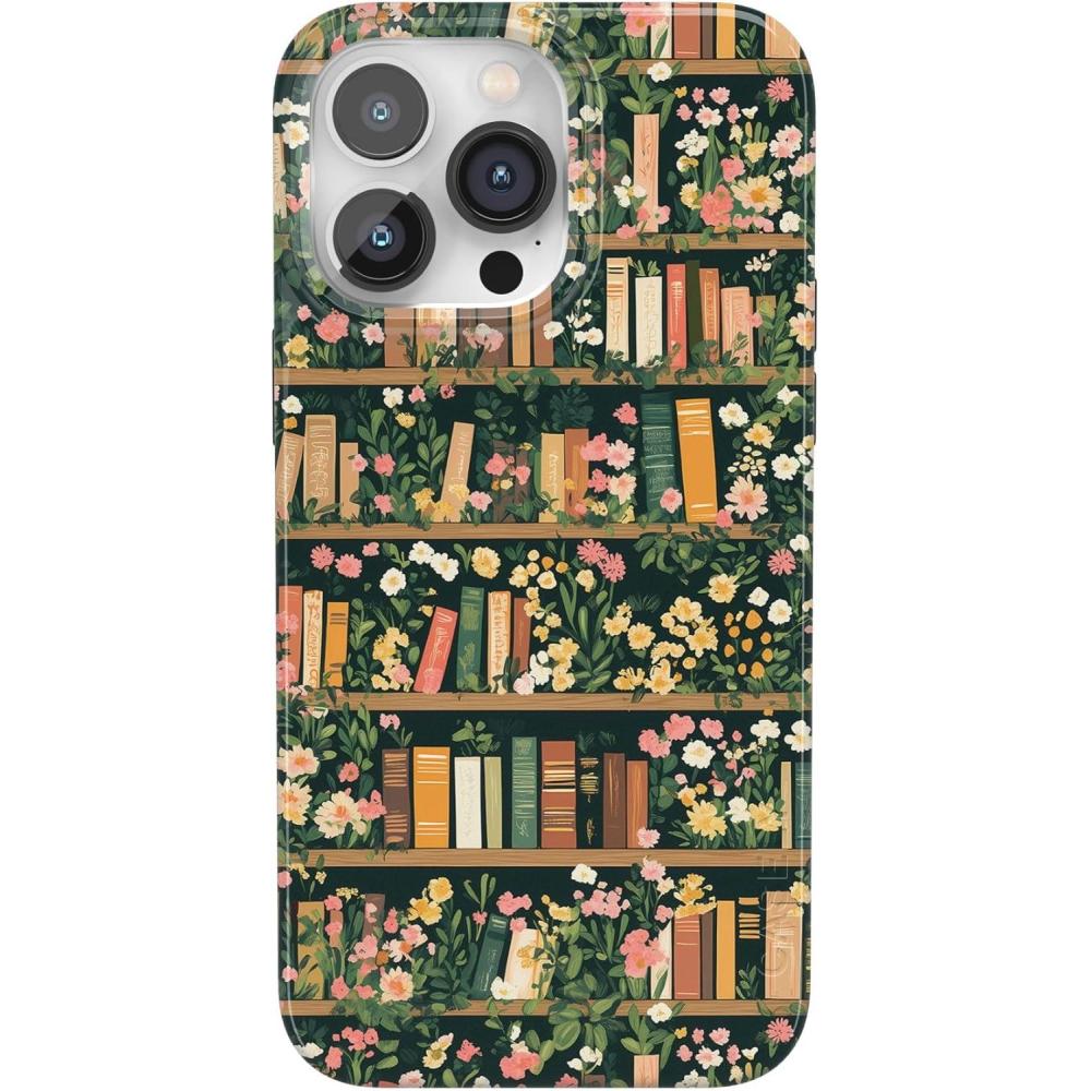 imageCasely iPhone 14 Pro Max Case  Rose to Fame  Blue amp White Floral  Compatible with MagSafe  Classic Ultra Thin DesignBook Nook  Floral Library