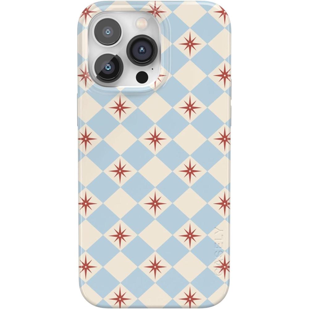 imageCasely iPhone 14 Pro Max Case  Rose to Fame  Blue amp White Floral  Compatible with MagSafe  Classic Ultra Thin DesignChelsea Checker  Starlight Tiles