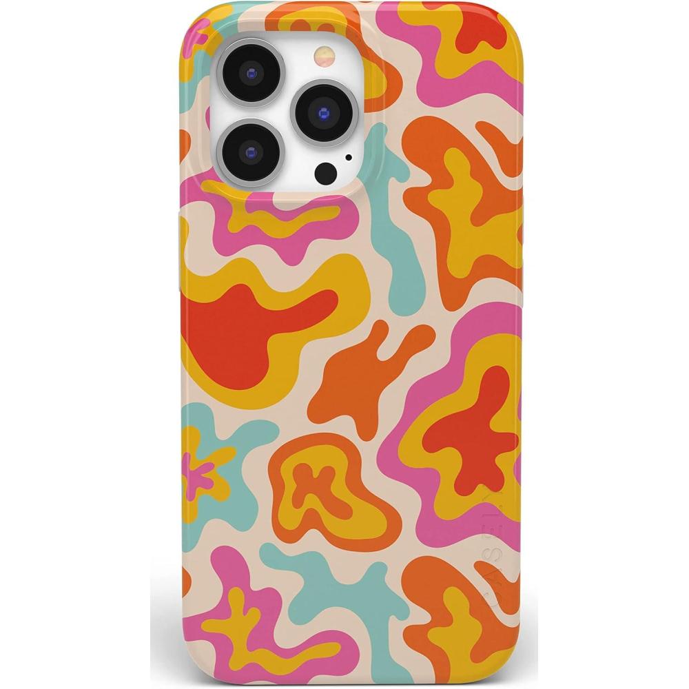 imageCasely iPhone 14 Pro Max Case  Rose to Fame  Blue amp White Floral  Compatible with MagSafe  Classic Ultra Thin DesignTropical Color Splash  Abstract Retro