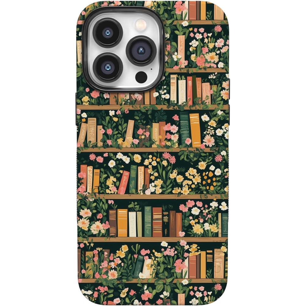 imageCasely iPhone 14 Pro Max Case  Sunday Best  Pastel Garden  Bold Protective Design  MagSafe Compatible DesignBook Nook  Floral Library
