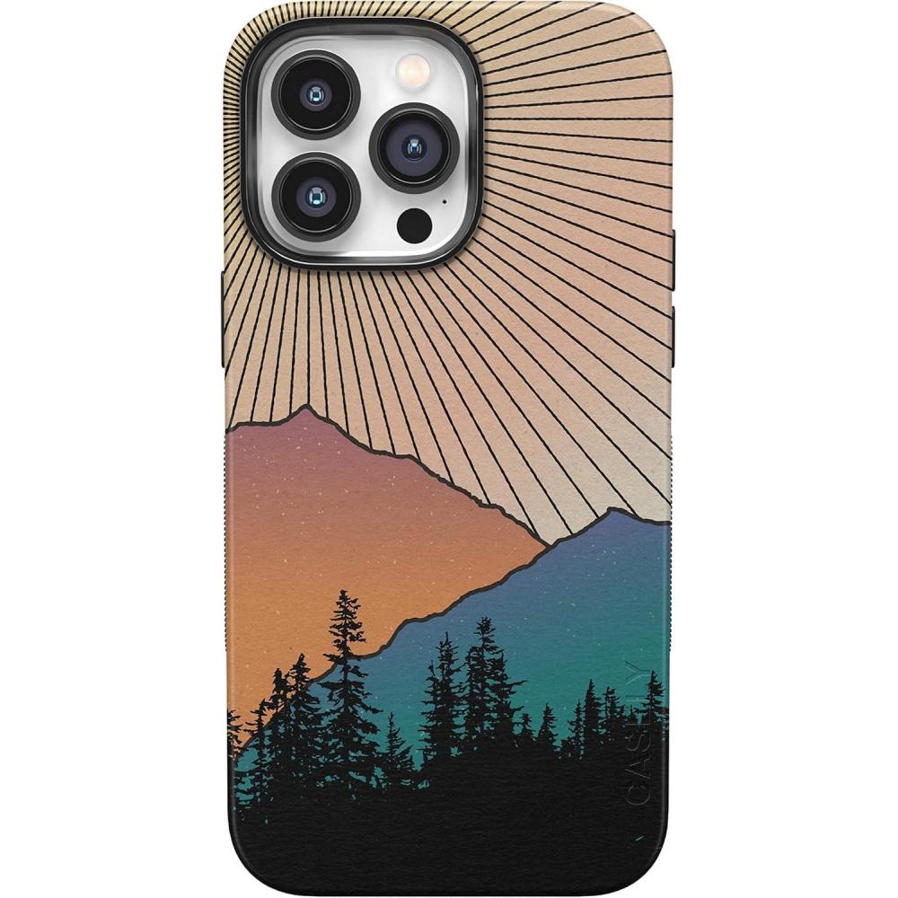 imageCasely iPhone 14 Pro Max Case  Sunday Best  Pastel Garden  Bold Protective Design  MagSafe Compatible DesignGolden Hour  Mountain Sunset