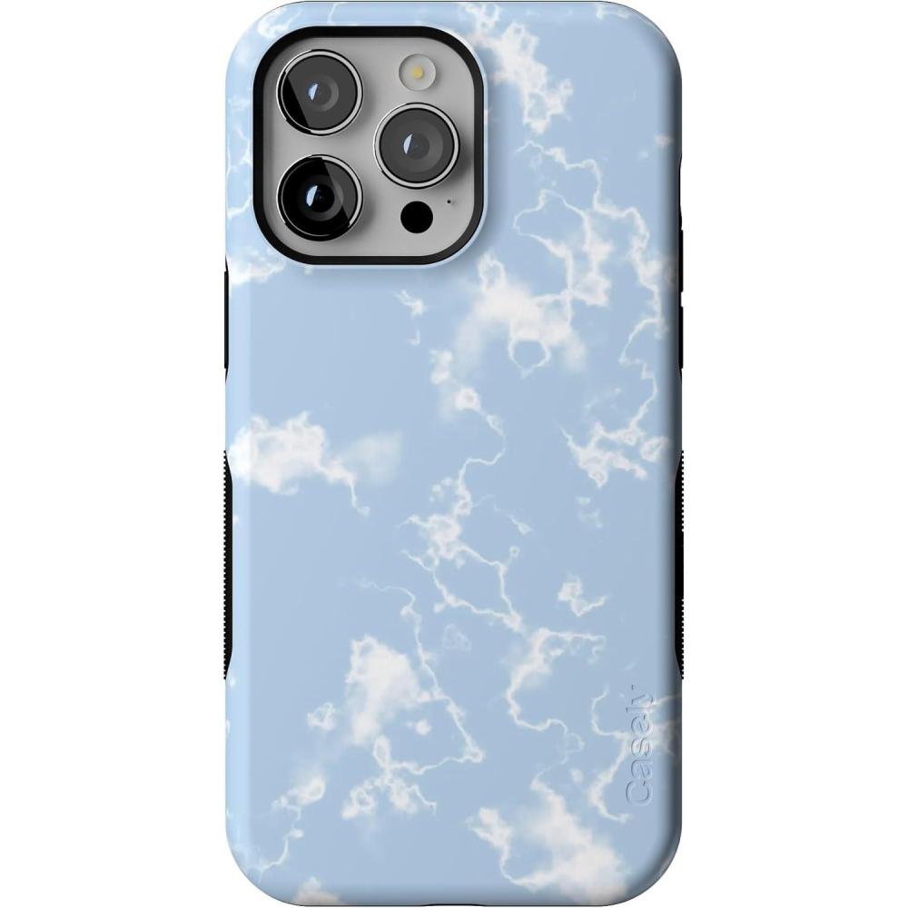 imageCasely iPhone 14 Pro Max Case  Sunday Best  Pastel Garden  Bold Protective Design  MagSafe Compatible DesignLight Blue Skies  Marble Clouds