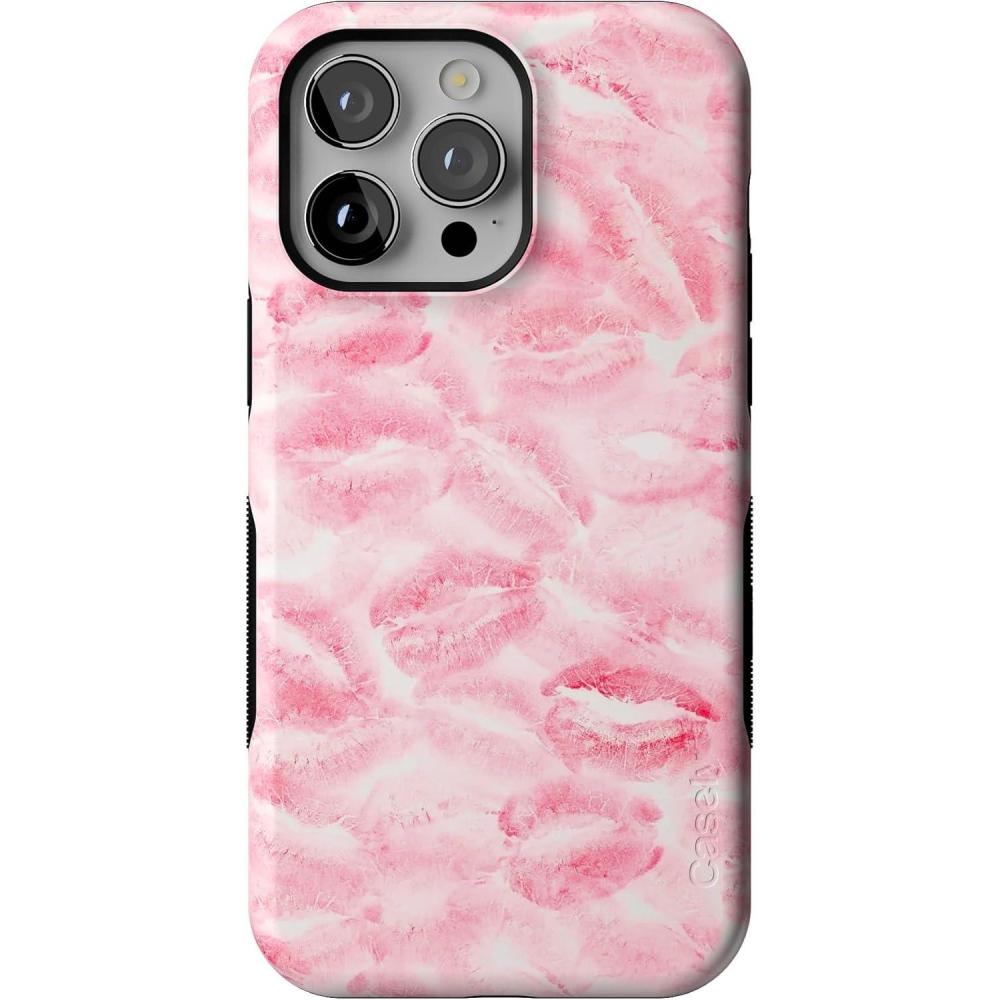 imageCasely iPhone 14 Pro Max Case  Sunday Best  Pastel Garden  Bold Protective Design  MagSafe Compatible DesignSealed with a Kiss  Pink Lipstick