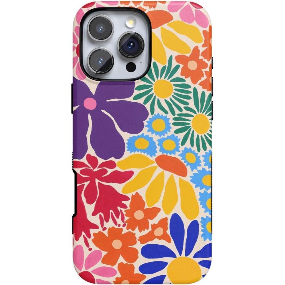 imageCasely iPhone 16 Pro Max Case  Bordeaux Rose  Moody Monochrome  Bold Protective Design  Compatible with MagSafeFlower Patch  MultiColor Floral