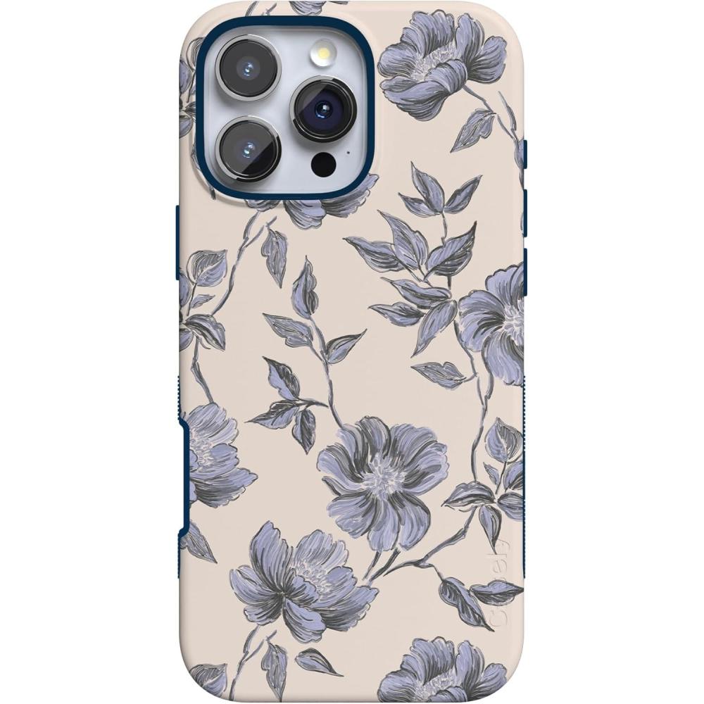 imageCasely iPhone 16 Pro Max Case  Bordeaux Rose  Moody Monochrome  Bold Protective Design  Compatible with MagSafeInk  Iris  Vintage Floral