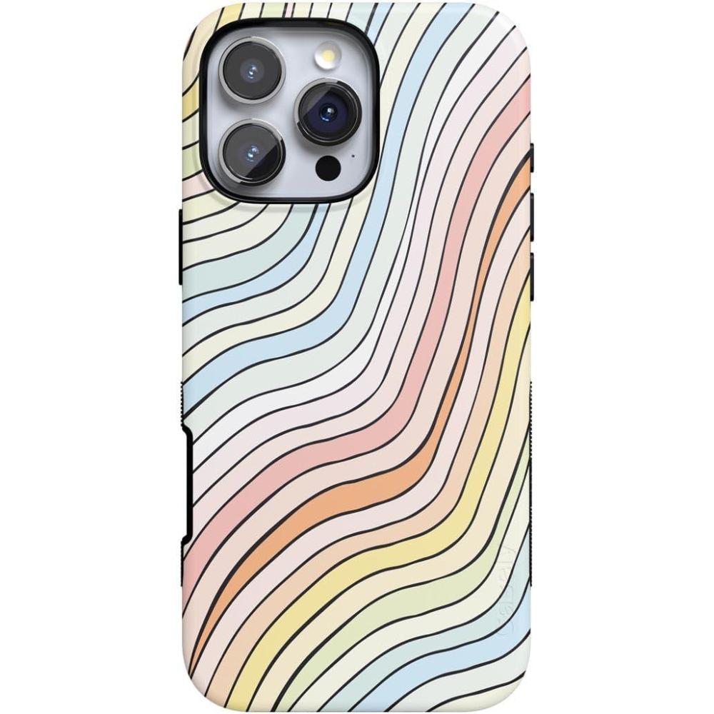 imageCasely iPhone 16 Pro Max Case  Bordeaux Rose  Moody Monochrome  Bold Protective Design  Compatible with MagSafeRide The Wave  Pastel Rainbow Lined