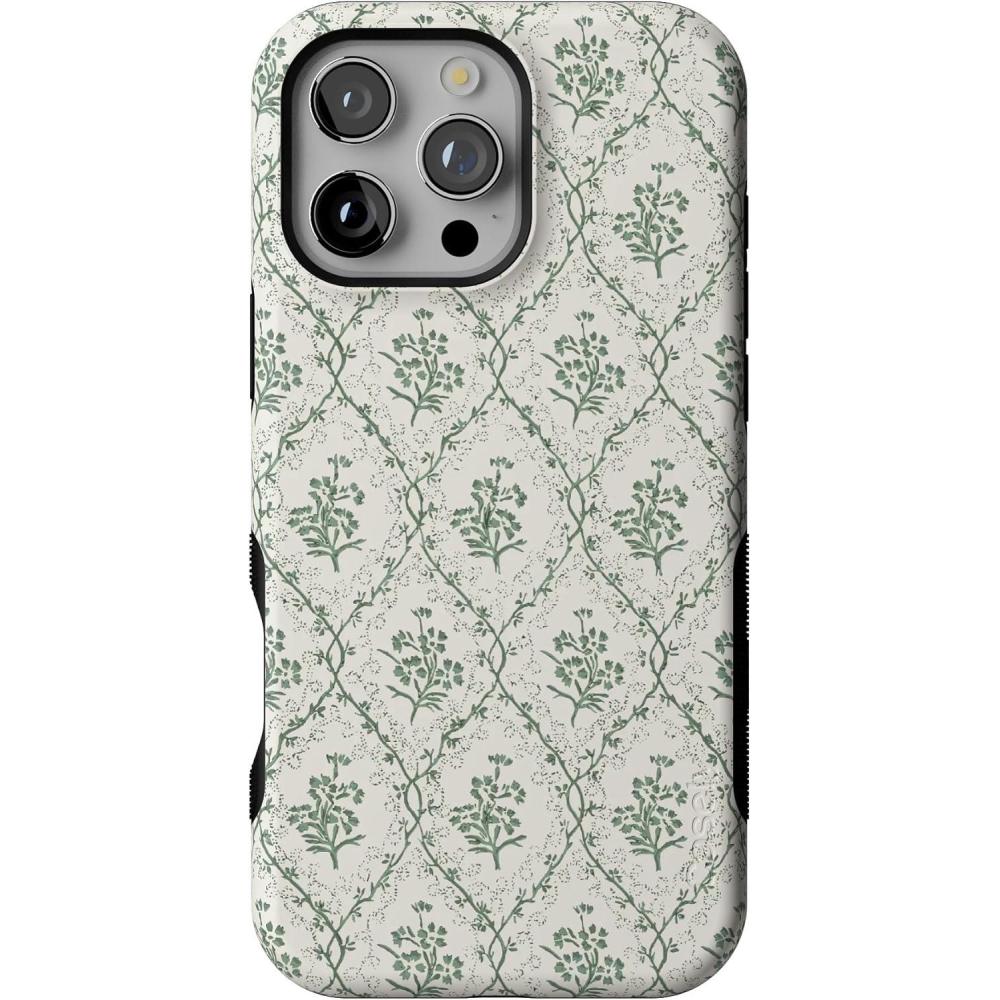 imageCasely iPhone 16 Pro Max Case  Bordeaux Rose  Moody Monochrome  Bold Protective Design  Compatible with MagSafeSage Tapestry  Floral Vines