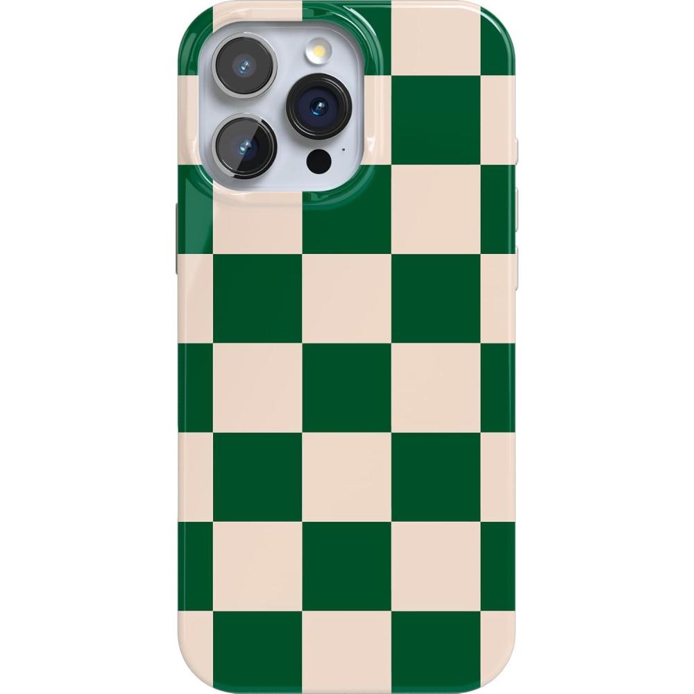imageCasely iPhone 16 Pro Max Case  Into The Wild  White Snow Leopard  Compatible with MagSafe  Classic Ultra Thin DesignFit Check  Green Checkerboard