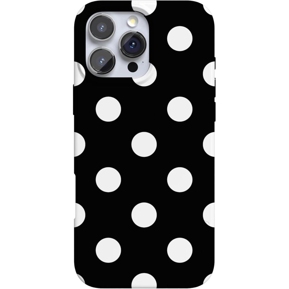 imageCasely iPhone 16 Pro Max Case  Into The Wild  White Snow Leopard  Compatible with MagSafe  Classic Ultra Thin DesignHigh Contrast  Black Polka Dot