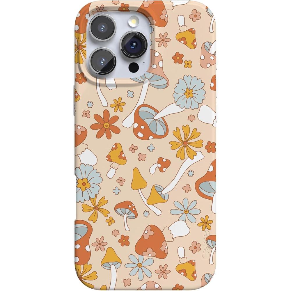 imageCasely iPhone 16 Pro Max Case  Into The Wild  White Snow Leopard  Compatible with MagSafe  Classic Ultra Thin DesignMushroom Magic  Retro Floral