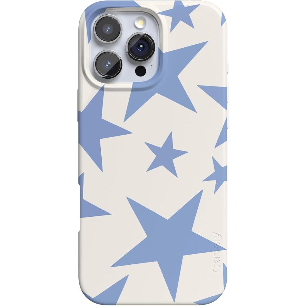 imageCasely iPhone 16 Pro Max Case  Into The Wild  White Snow Leopard  Compatible with MagSafe  Classic Ultra Thin DesignStars Align  Blue  White Stars