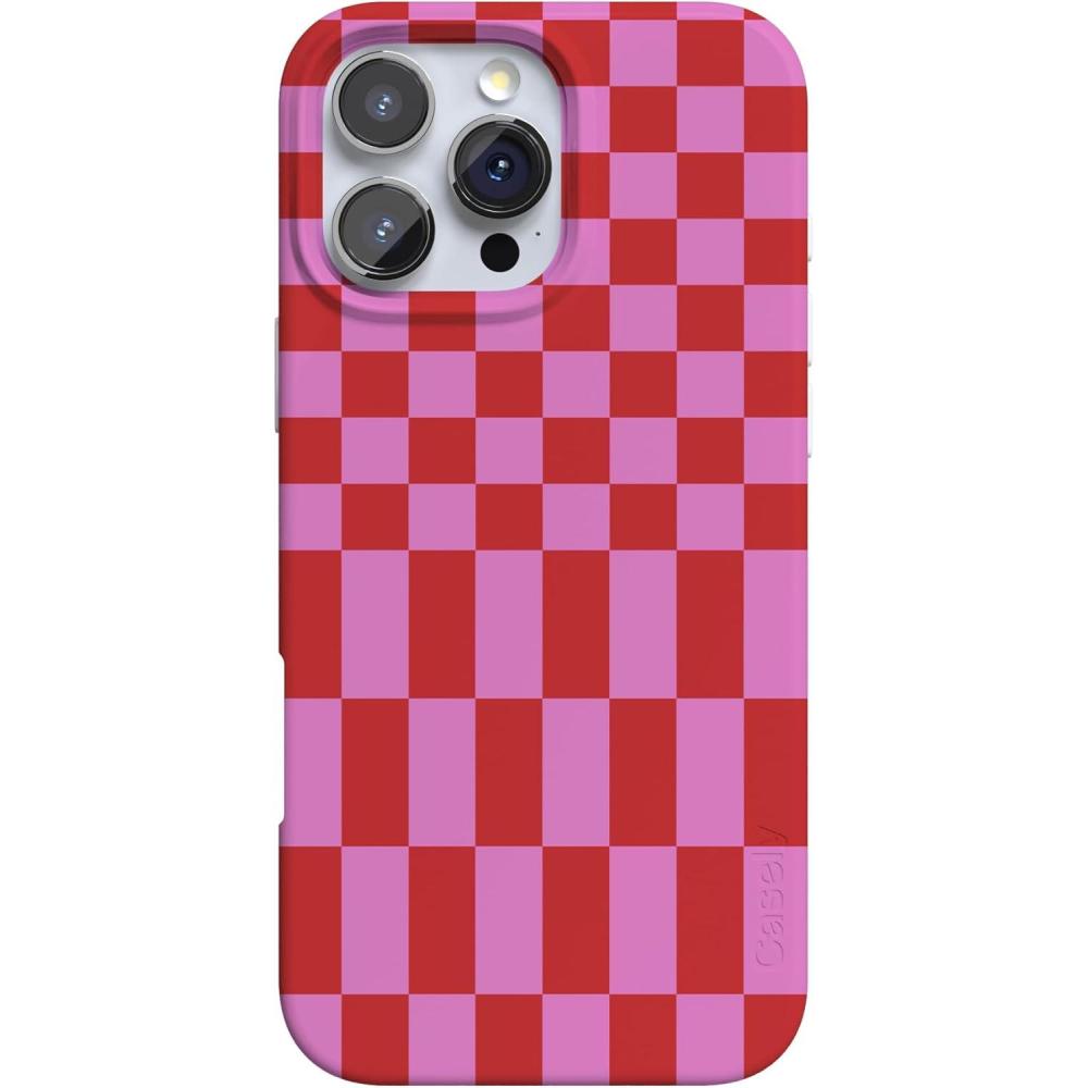 imageCasely iPhone 16 Pro Max Case  Into The Wild  White Snow Leopard  Compatible with MagSafe  Classic Ultra Thin DesignVibe Check  Pink Checkerboard