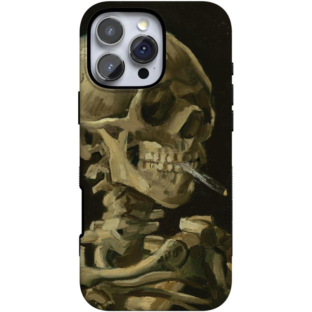 imageCasely iPhone 16 Pro Max Case  Rustic Roses  Boho Bouquet  Bold Protective Design  Compatible with MagSafeVan Gogh  Skull of a Skeleton with Burning Cig