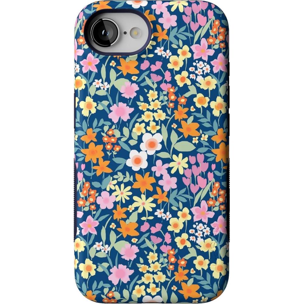 imageCasely iPhone 16e Case  Love Me Knot  Blue Bow  Bold Protective Design  Compatible with MagSafeFull Bloom  Navy Floral