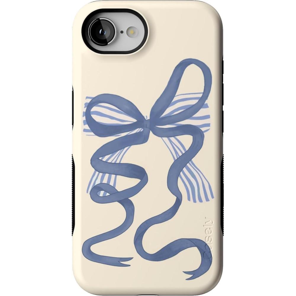 imageCasely iPhone 16e Case  Love Me Knot  Blue Bow  Bold Protective Design  Compatible with MagSafeHeartstrings  Blue Bow