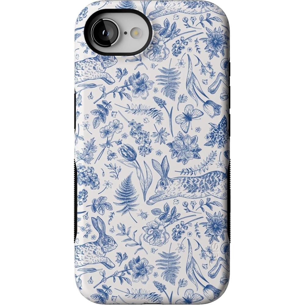 imageCasely iPhone 16e Case  Love Me Knot  Blue Bow  Bold Protective Design  Compatible with MagSafeHop  Bloom  Bunny Toile